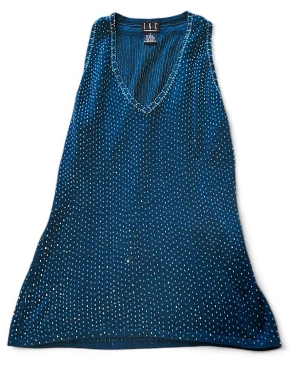 vintage INC international concepts blue beaded tank top